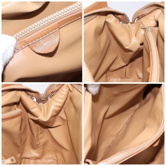 CELINE Macadam Canvas Shoulder Bag Beige Gold Auth - Picture 15 of 16